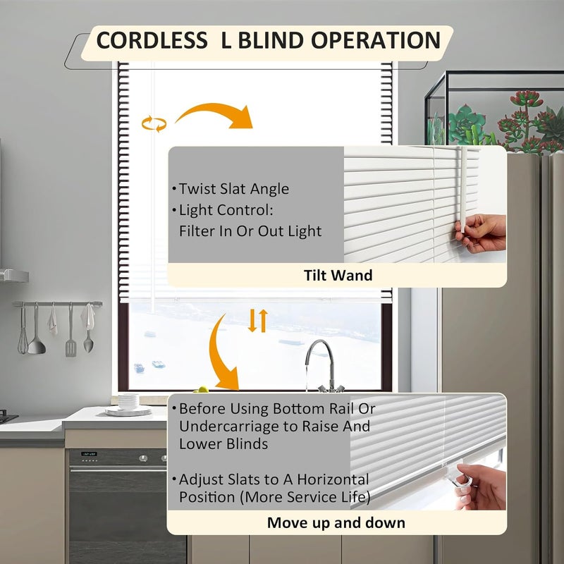 AIRLAJYID ستائر ل بلاستيك بدون سلك 40" عرض × 72" ارتفاع، 1" شريحة بيضاء أفقية لنوافذ الأبواب، ظلال، كامبر، تصفية الضوء، داخلية، تصل 1/2 بوصة أضيق داخلي - Image 3